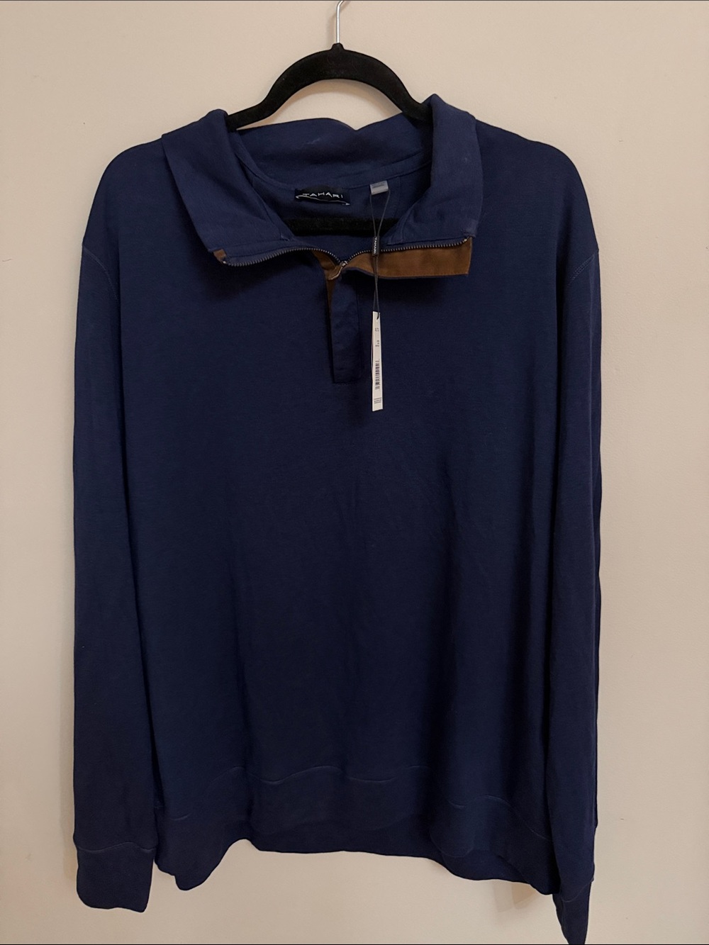 NWT Tahari Men’s Newport Navy Quarter Zip Sweater Size XXL